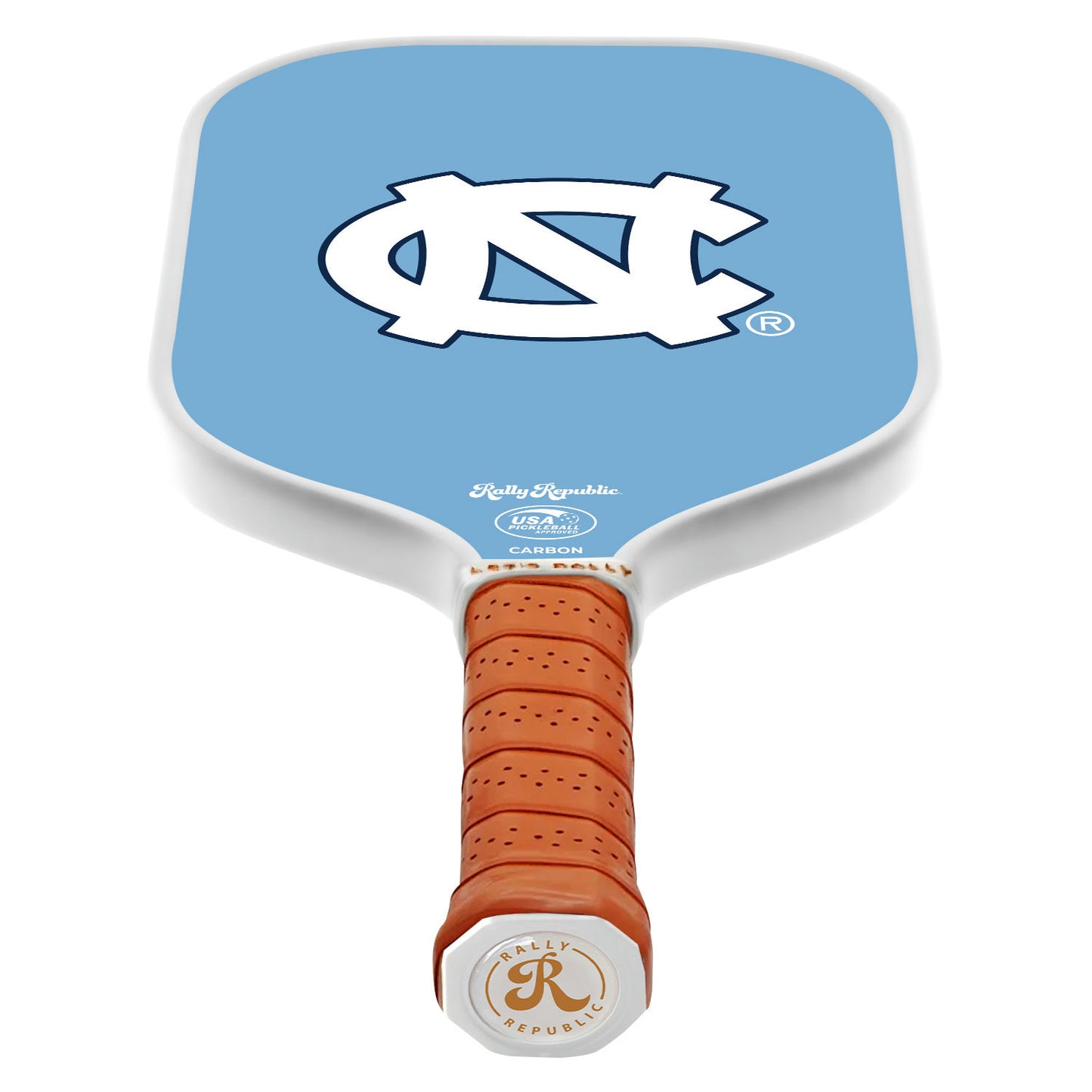 North Carolina Tar Heels White with Navy Blue Outline Athletic Primary Mark Pickleball Paddle