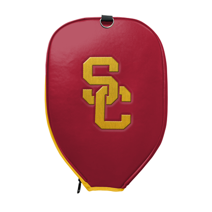 USC Trojans USC Cardinal Interlocking SC Logo Pickleball Paddle PU Leather Cover