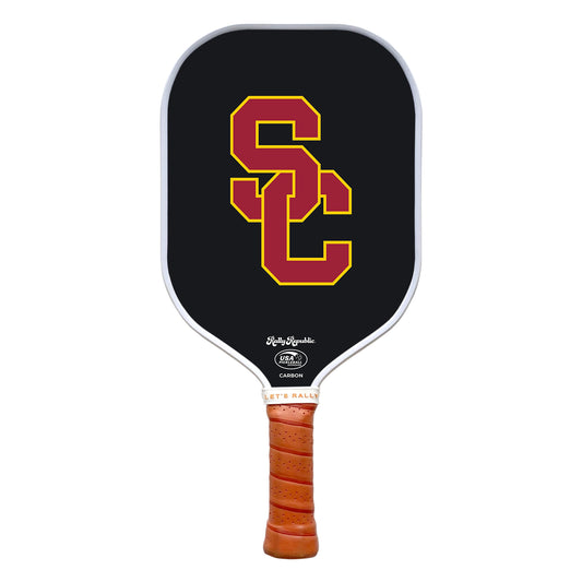 USC Trojans Black Interlocking SC Logo Pickleball Paddle